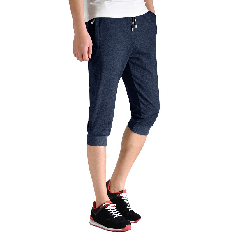 Pánské běžecké prodyšné tréninkové cvičební kalhoty s kapsy na zip běžící na dně